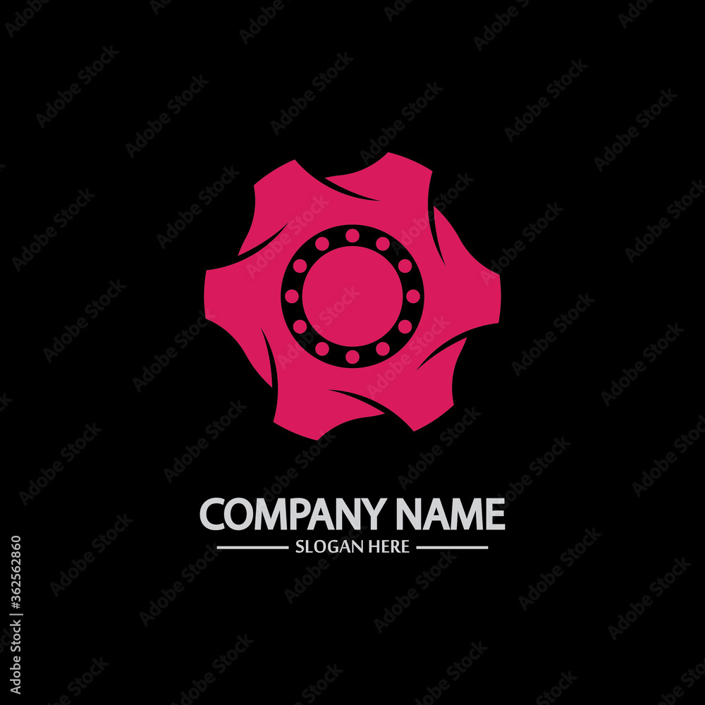 Gear vector logo isolated on a black background. Icon silhouette design template. Simple symbol concept in flat style. Abstract sign  pictogram for web  mobile and infographics.