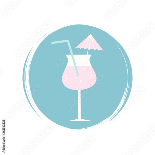 Cocktail icon logo vector illustration on circle with brush texture for social media story highlight