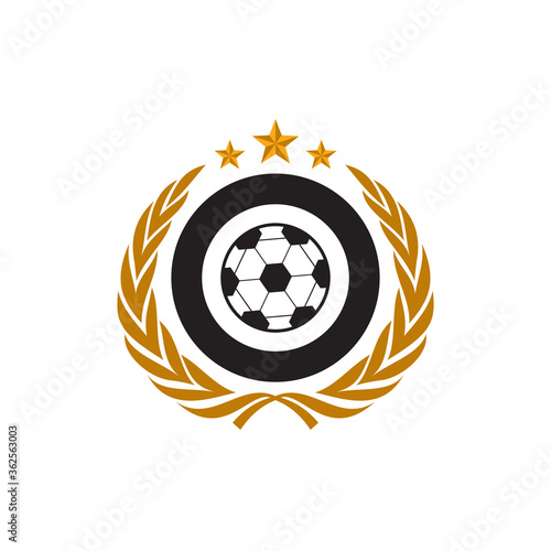 Football or soccer championship trophy logo design template