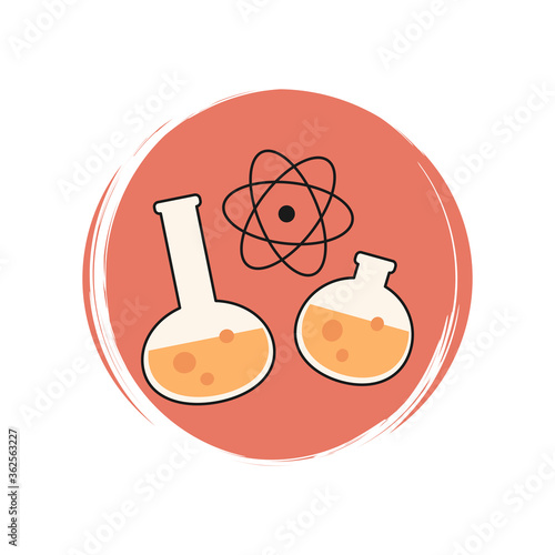 Science and chemistry icon logo vector illustration on circle with brush texture for social media story highlight