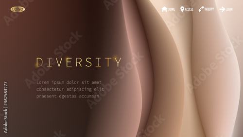 Abstract Wavy Background with a Variety of Skin Color Themes. Aspect Ratio 16:9. EPS 10 Vector.