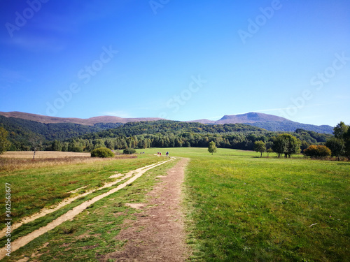Beautiful landscape on Bieszczady. Polish mountains. Artistic view in colours.