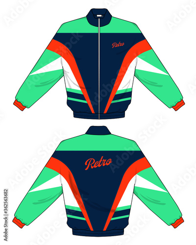 retro vintage windbreaker hoodie jacket template