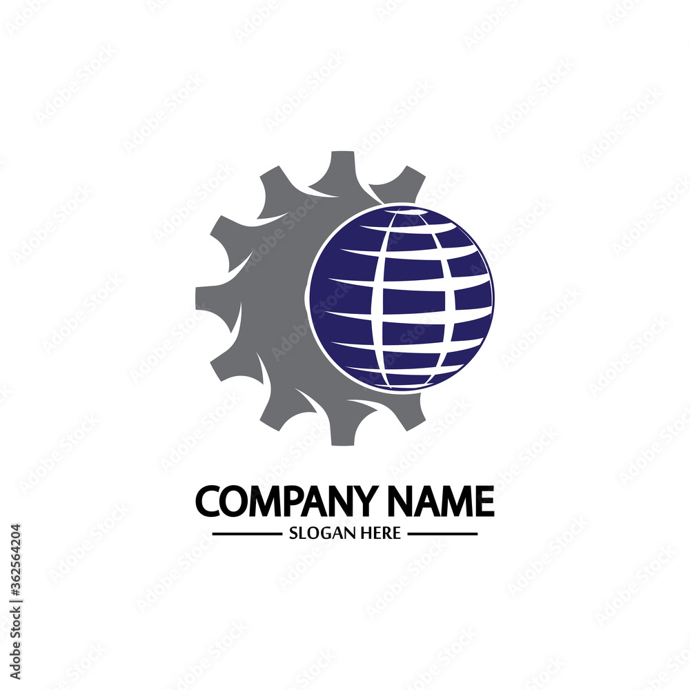Global Engineer World Gear Logo Design Template Global Engineer World Gear Logo Design Template