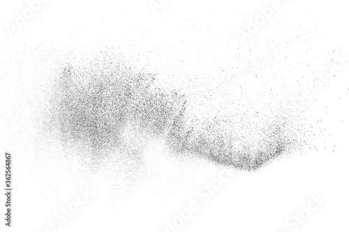 Distressed black texture. Dark grainy texture on white background. Dust overlay textured. Grain noise particles. Rusted white effect. Grunge design elements. Vector illustration, EPS 10.