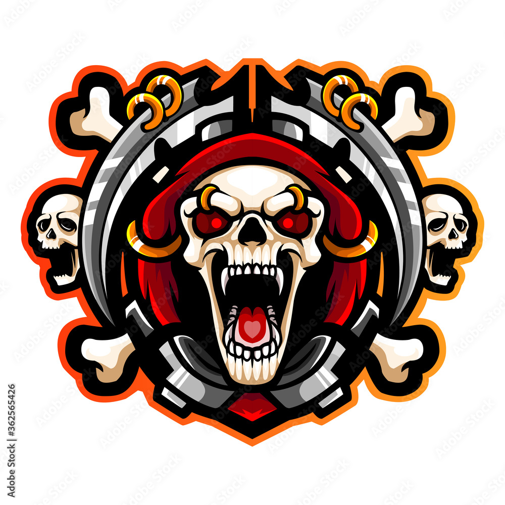 Grim reaper head esport logo mascot design