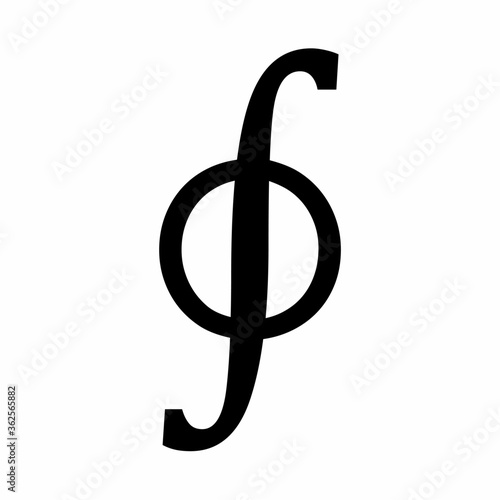 The Contour integral sign on white background