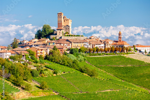 View of the village of Serralunga d`Alba and the wonderful Langa, italy photo