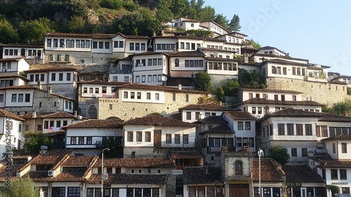 Berat white terraced houses on the hillside