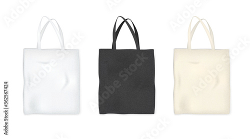 Mock up Canvas Shopping Bag Textile material on White Background. Object Graphic Design.