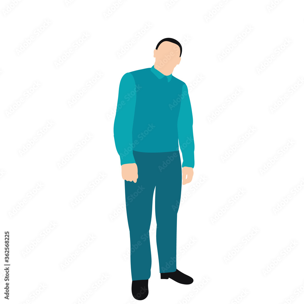 vector, isolated, without face, in flat style, man in a tie