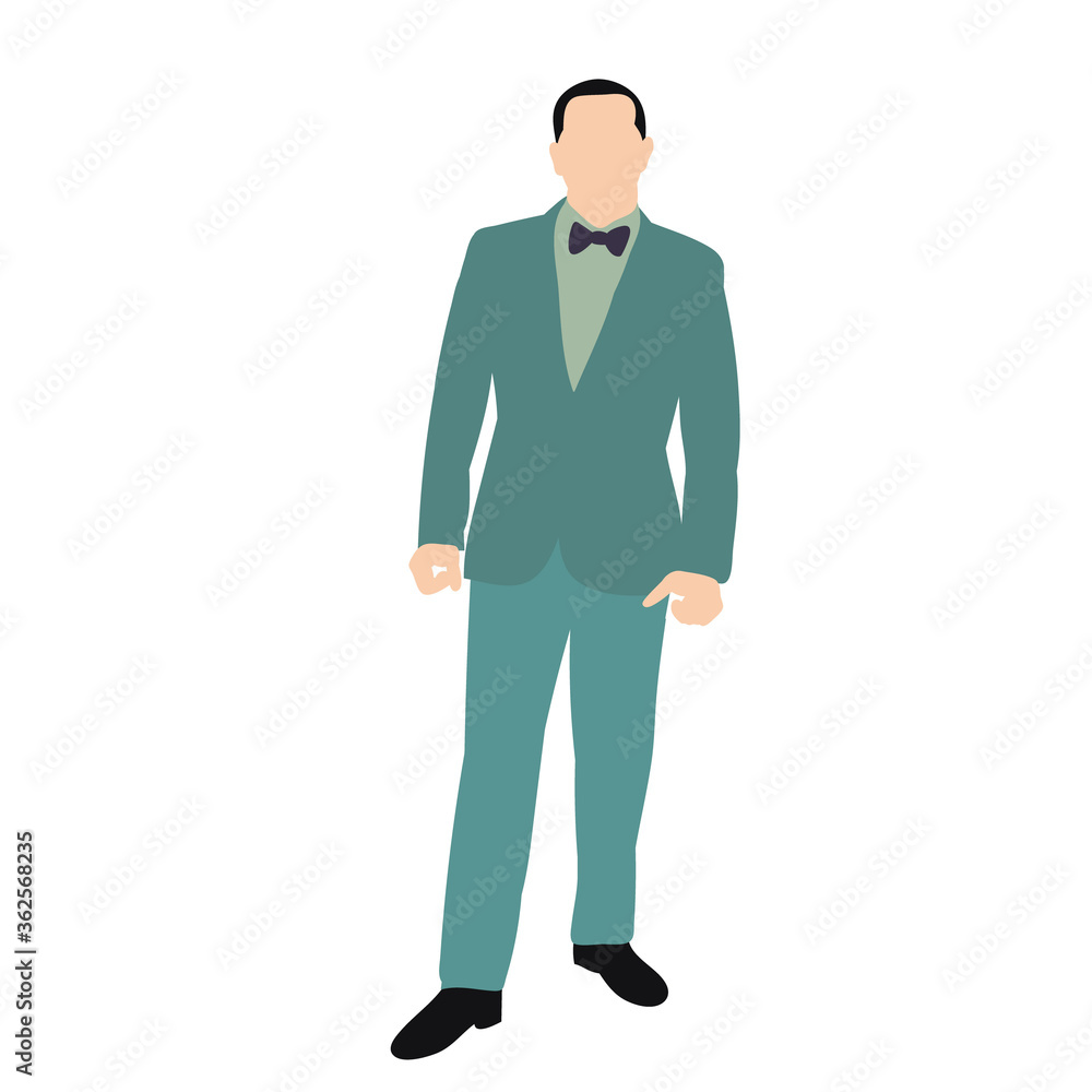 vector, isolated, without face, in flat style, man in a tie