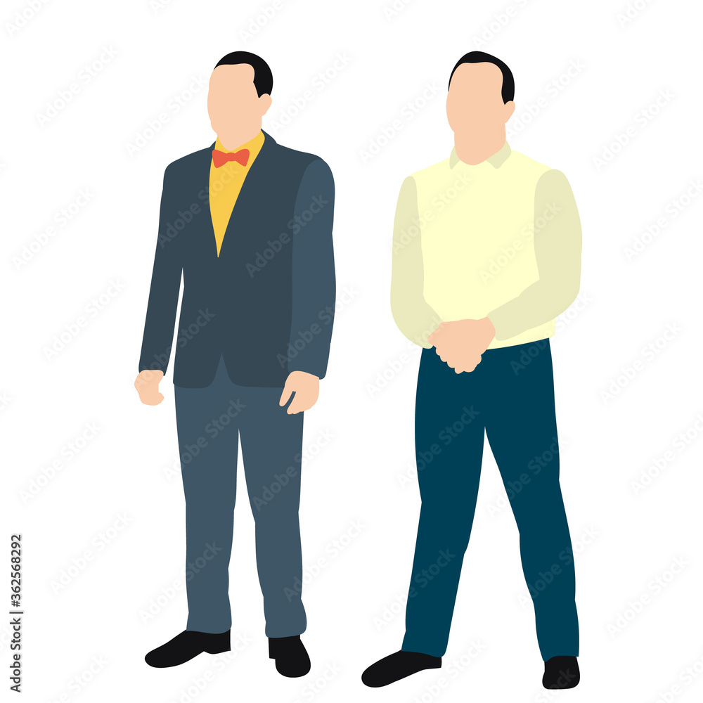 in a flat style, men friends in a flat style, men friends