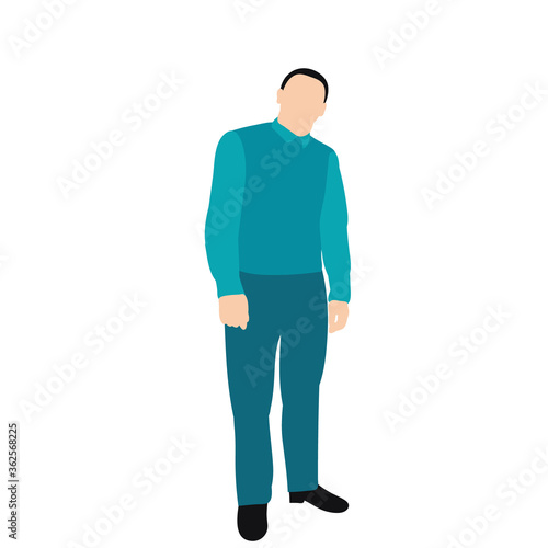 vector, isolated, without face, in flat style, man in a tie