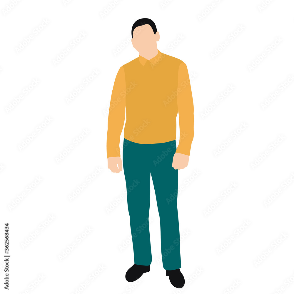 vector, isolated, without face, in flat style, man
