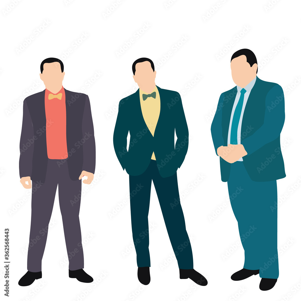 vector, isolated, no face, in a flat style, men friends