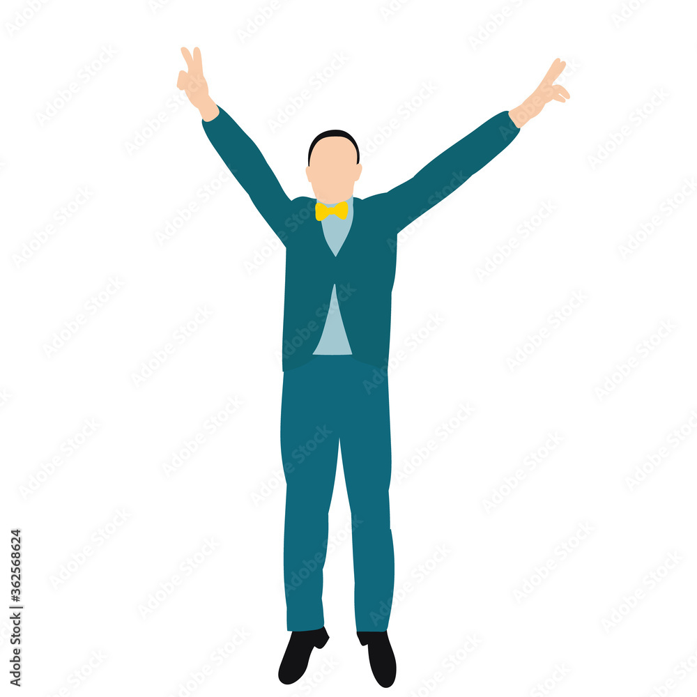 isolated, without face, in flat style, man jumping isolated, without face, in flat style, man jumping