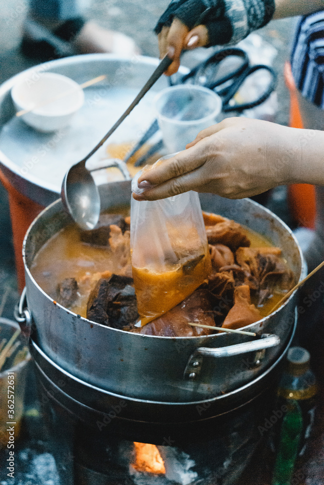 Vietnamese braised beef offal or beef offal stew ( pha lau ): It's a popular snack in southern Vietnam, Vietnamese street food.