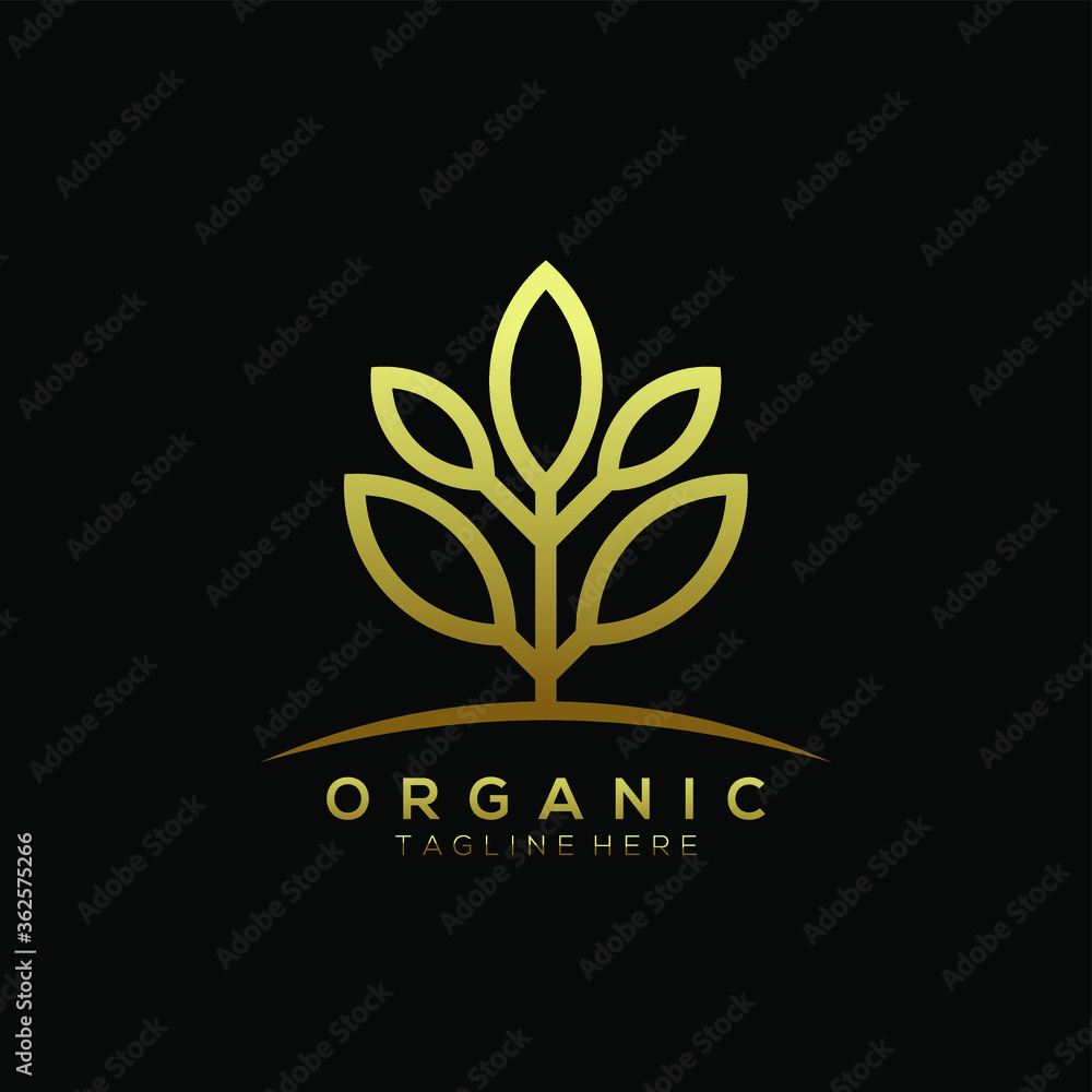 gold leaf plant vector logo