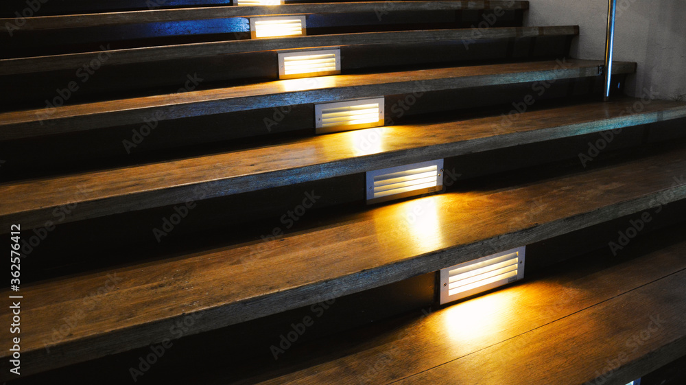 Architecture Design of Indoor Wooden Steps with Lights Architecture Design of Indoor Wooden Steps with Lights