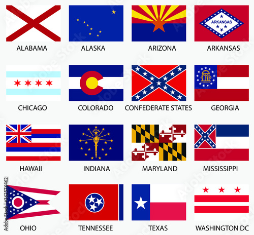 set of flags of america
