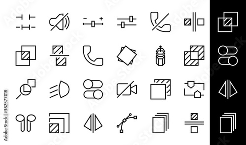 A simple set of image editing related vector line icons. Contains icons such as crop, copy, scale, rotate and more. Editable stroke. 48x48 Pixel Perfect. On white background