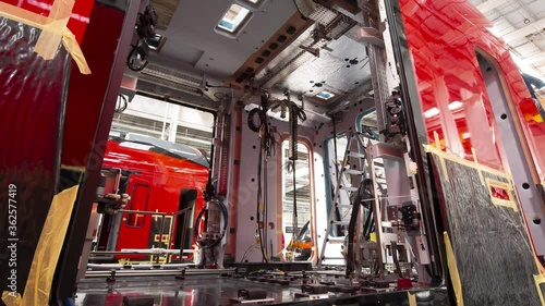 factory for the creation of modern trains, new technologies,  train plant