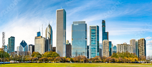 Skyline of Chicago at Grant Park in Illinois - United States photo