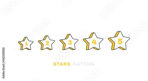 Five stars customer product rating review. Modern flat style vector illustration