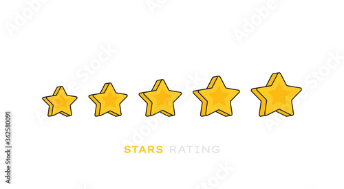 Five stars customer product rating review. Modern flat style vector illustration