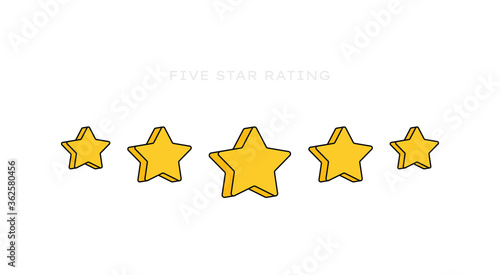 Five stars customer product rating review. Modern flat style vector illustration