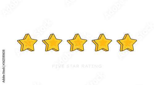 Five stars customer product rating review. Modern flat style vector illustration