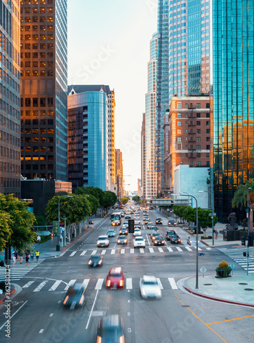 фотографія View of Downtown Los Angeles rush hour traffic