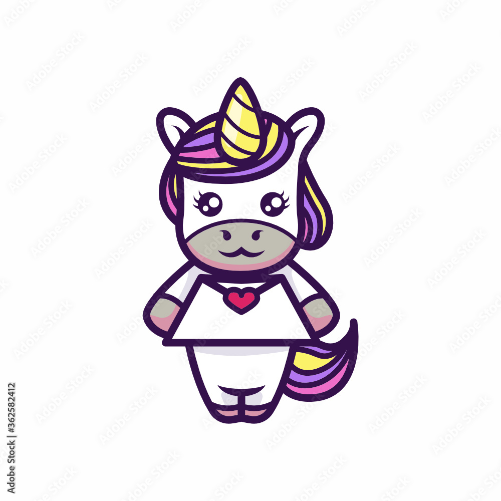 Fototapeta premium Cute little unicorn mascot design