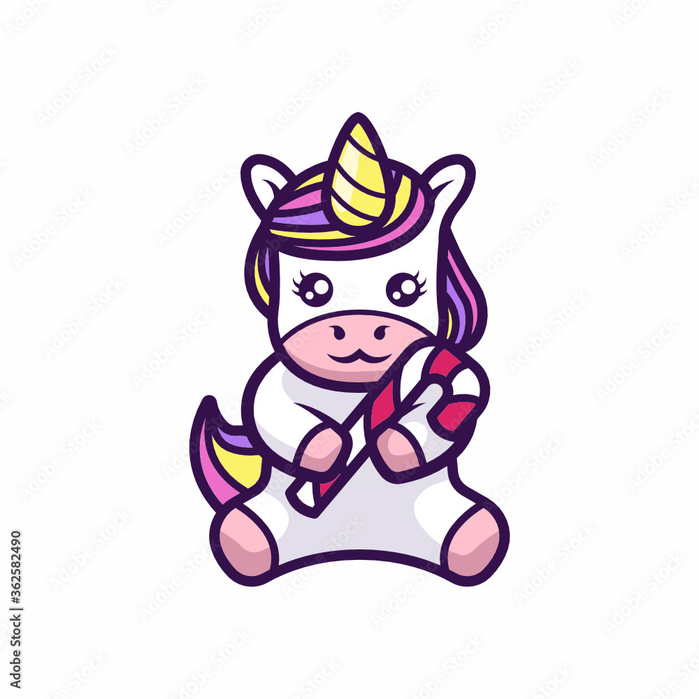 Fototapeta premium Cute little unicorn mascot design