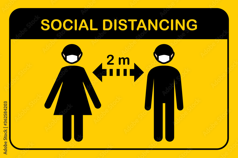 Icon new normal and social distancing. People standing Keep Safe Distance 1-2 meter. Icon new normal and social distancing. People standing Keep Safe Distance 1-2 meter.