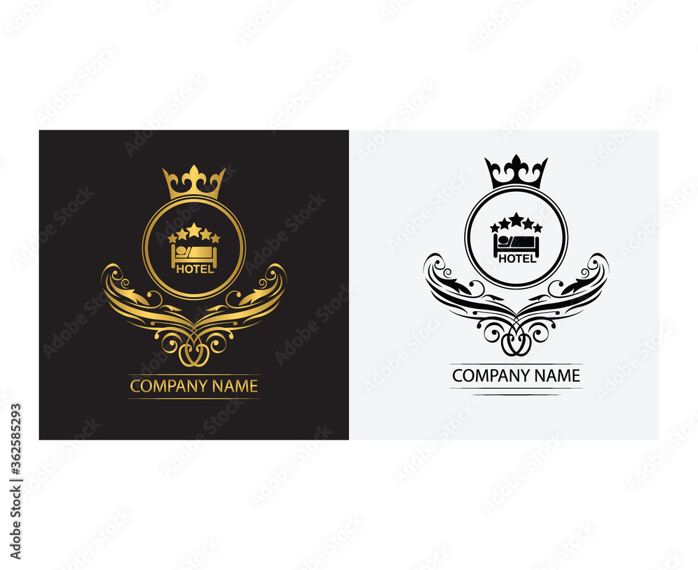 hotel logo template luxury royal vector company decorative emblem with crown hotel logo template luxury royal vector company decorative emblem with crown