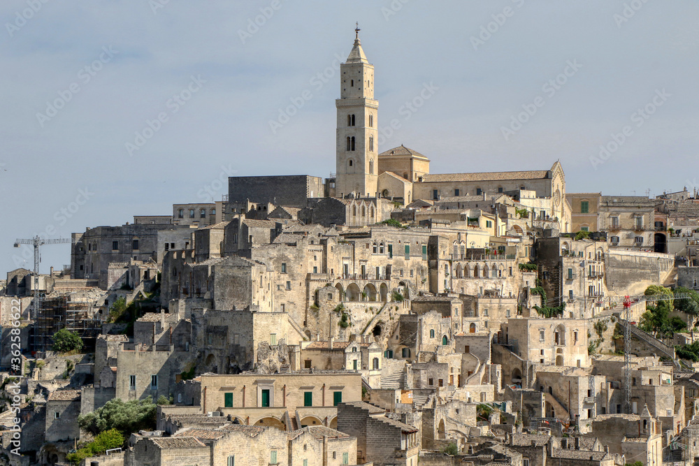 Overview of the Sassi di Matera of the Italian city of Matera, Basilicata, Italy