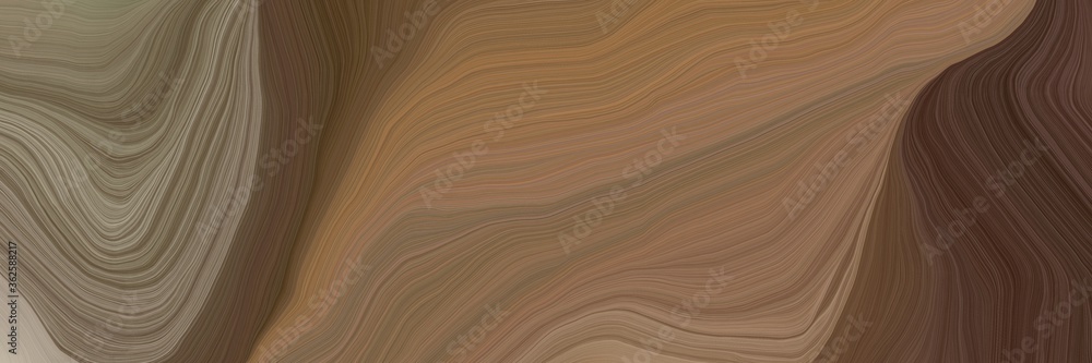 Fototapeta inconspicuous header with elegant contemporary waves illustration with pastel brown, old mauve and rosy brown color