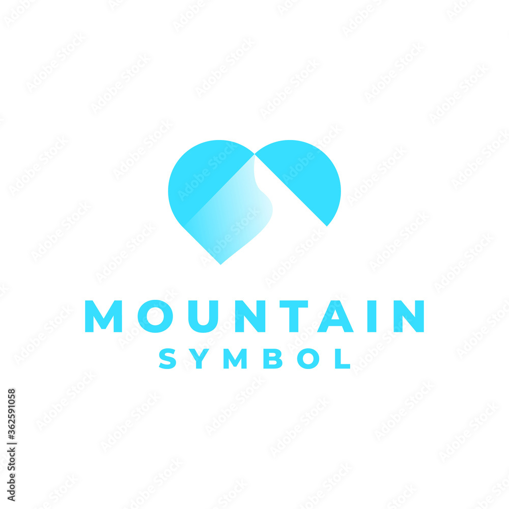 Blue Mountain Gradient Logo Vector With Modern silhouette Concept Style ...