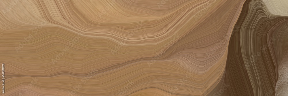 Fototapeta unobtrusive header with elegant smooth swirl waves background design with pastel brown, old mauve and tan color