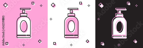 Set Cream or lotion cosmetic tube icon isolated on pink and white, black background. Body care products for men. Vector Illustration.
