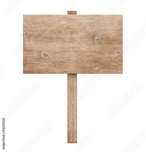 Wooden sign isolated on white background. 3d illustration