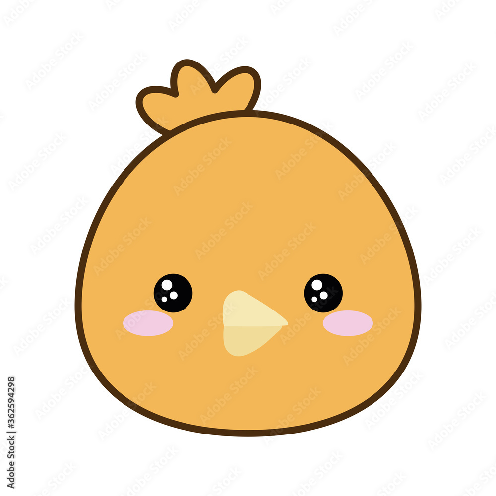 Fototapeta premium Cute chicken cartoon line and fill style icon design, Kawaii animal zoo life nature and character theme Vector illustration