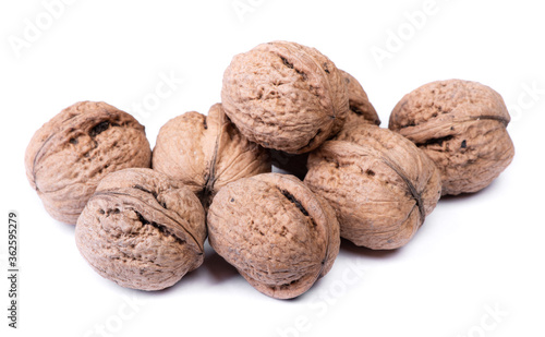 Group of big whole walnuts