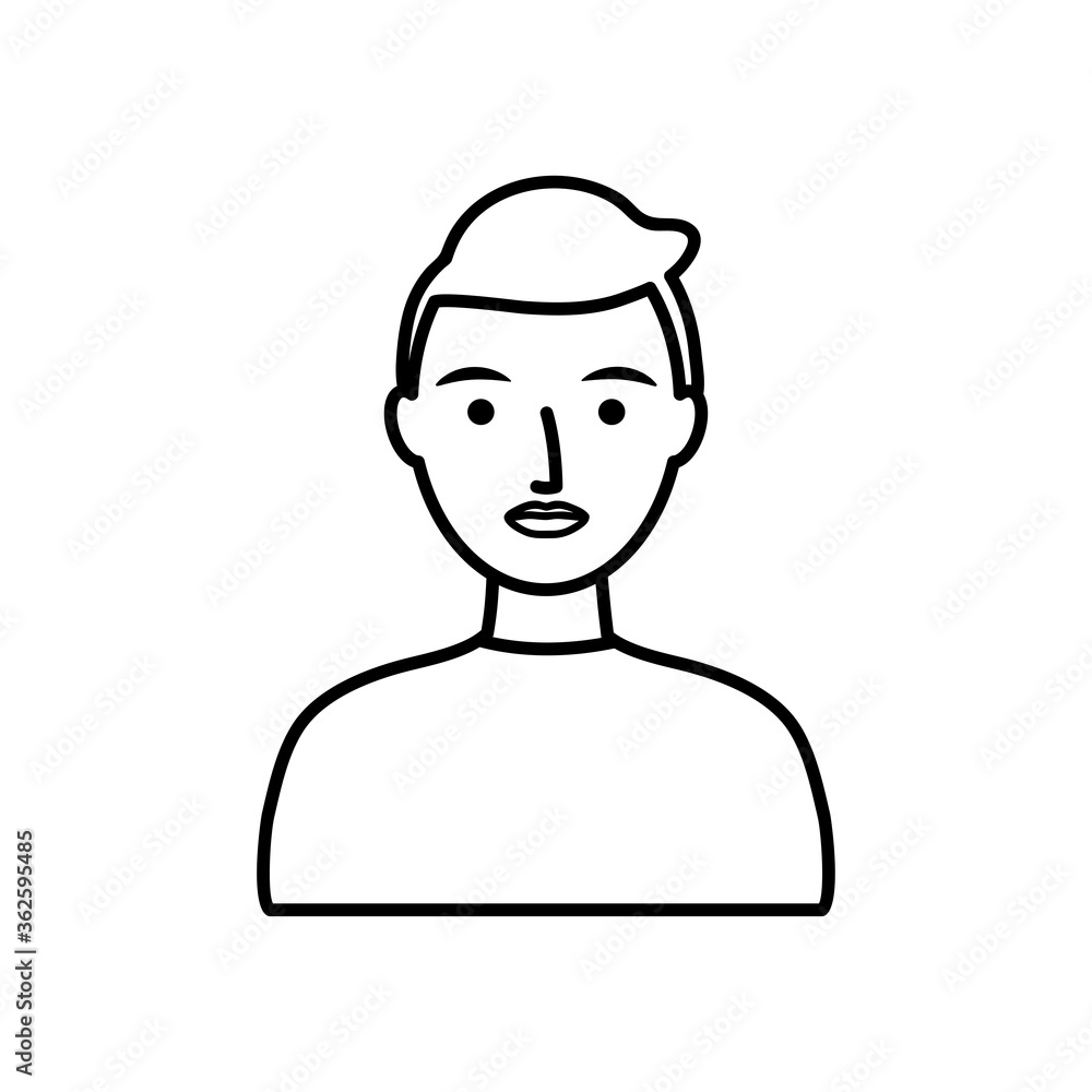 cartoon young man icon, line style cartoon young man icon, line style