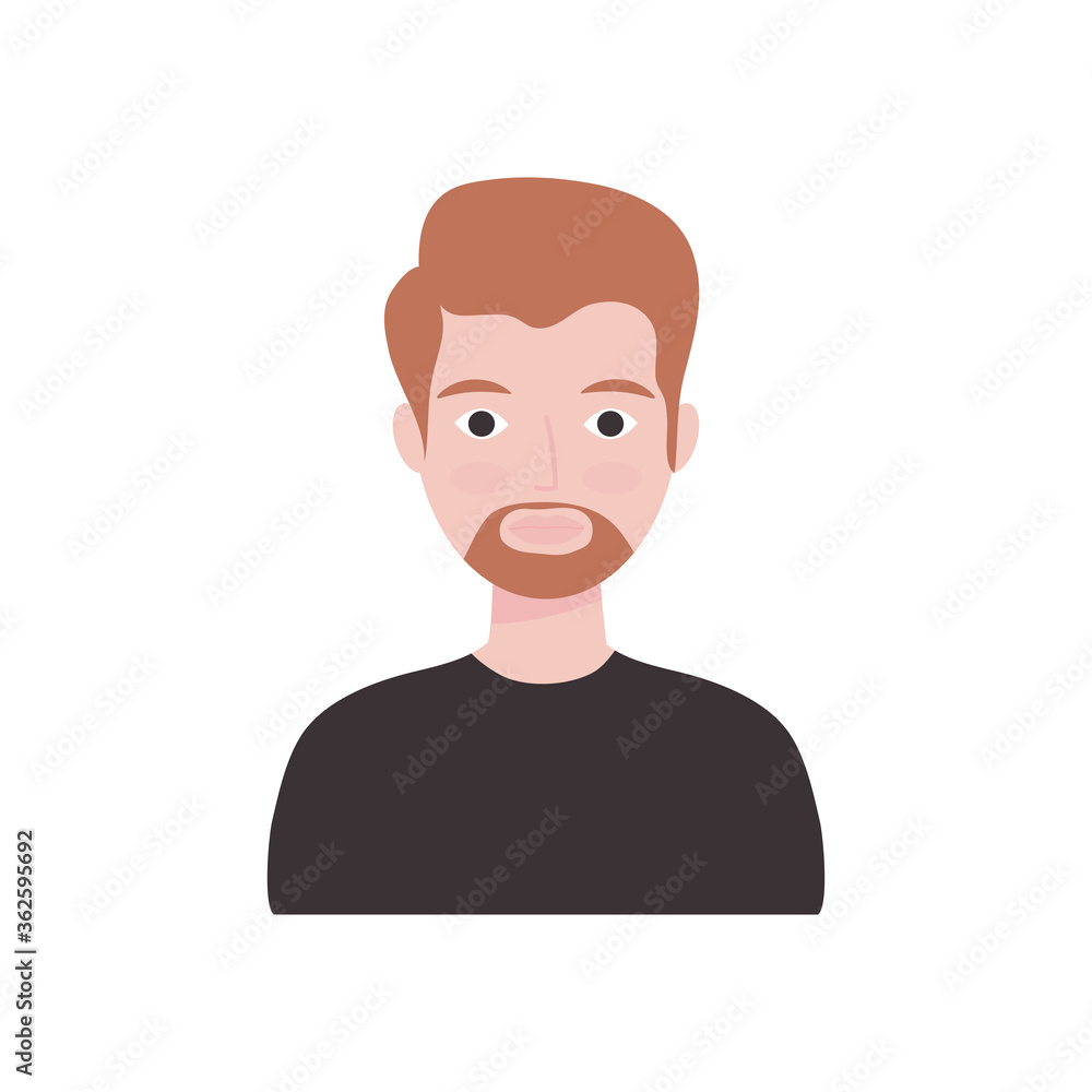 cartoon man with beard icon, flat style
