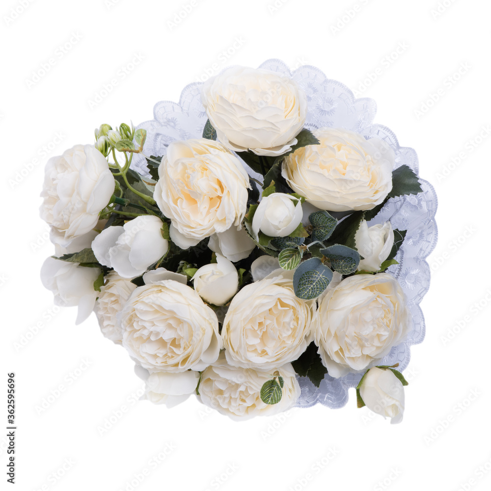 Wedding bouquet of artificial white roses