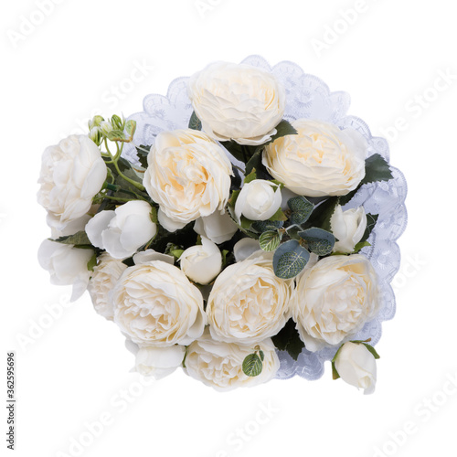 Wedding bouquet of artificial white roses