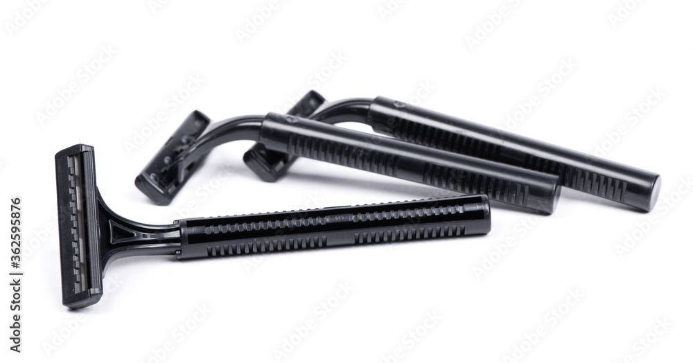 Group of new black plastic disposable shavers Group of new black plastic disposable shavers